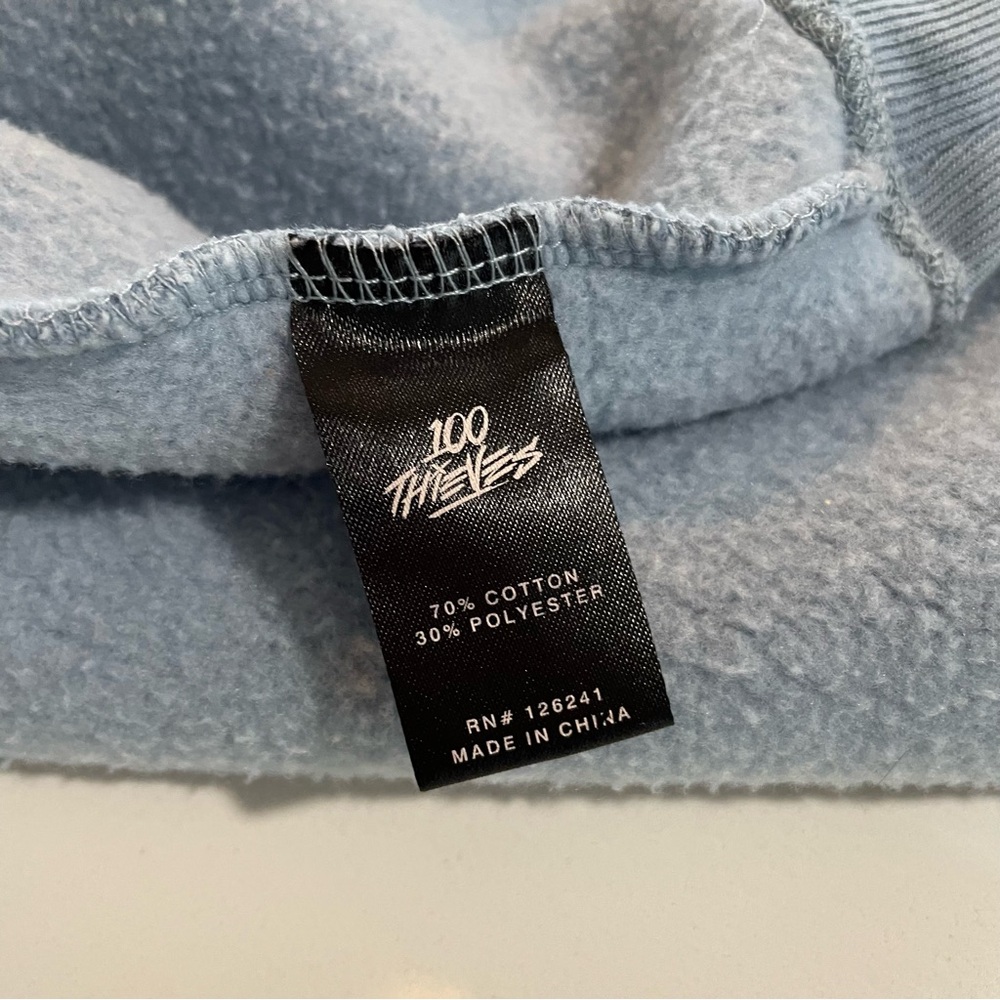 100 THIEVES x Pokémon - Pikachu Hoodie Blue - Medium Unisex - Picture 8 of 8
